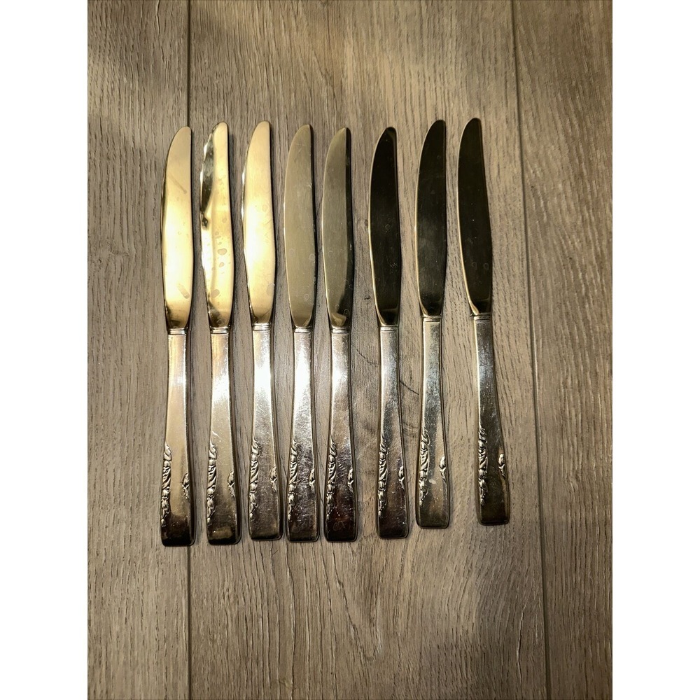 8 Dinner Knives Flat 1881 Rogers Oneida Proposal‎ Silverplate Knife